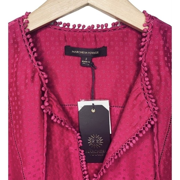 Marchesa Voyage Silk Long Sleeve Button Up Blouse Womens Size 2 NWT $275 - Picture 3 of 13